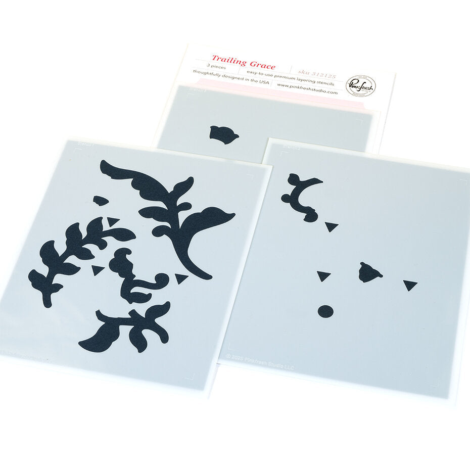 Pinkfresh Studio - Trailing Grace Coloring Stencils (3pcs)
