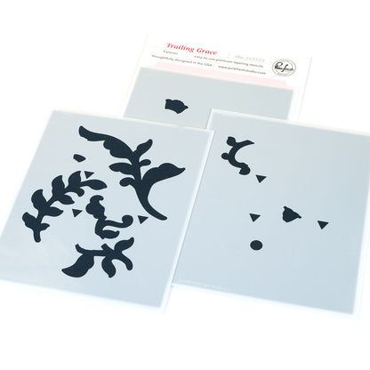 Pinkfresh Studio - Trailing Grace Coloring Stencils (3pcs)
