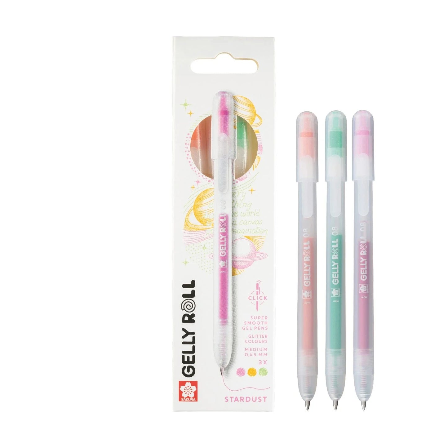 Sakura - Gelly Roll Retractable Stardust Set Orange Pink Emerald (3pcs)