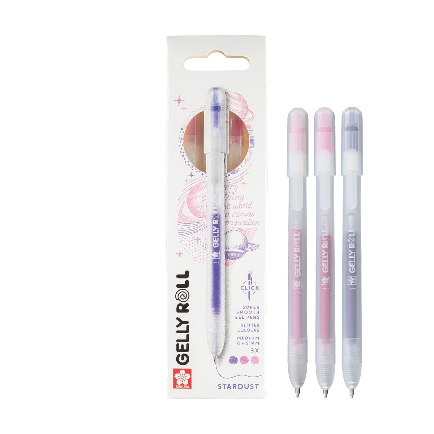 Sakura - Gelly Roll Retractable Stardust Set Pink Purple (3pcs)