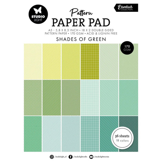 Studio Light - Essentials A5 Pattern Paper Pad Shades Of Green