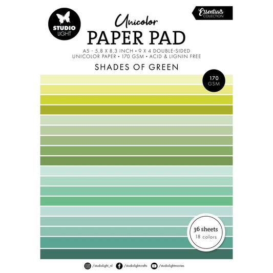 Studio Light - Unicolor A5 Paper Pad Shades of Green