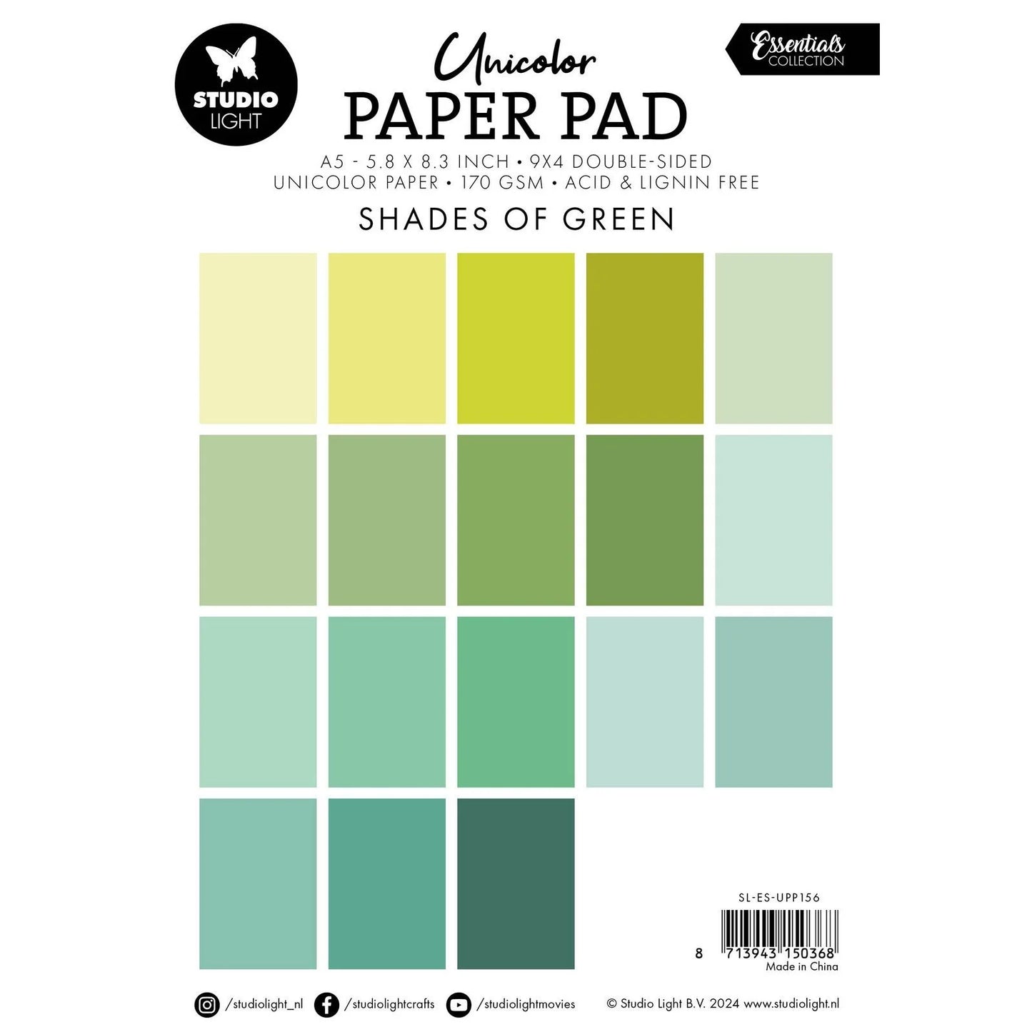 Studio Light - Unicolor A5 Paper Pad Shades of Green
