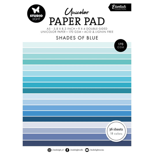 Studio Light - Unicolor A5 Paper Pad Shades of Blue