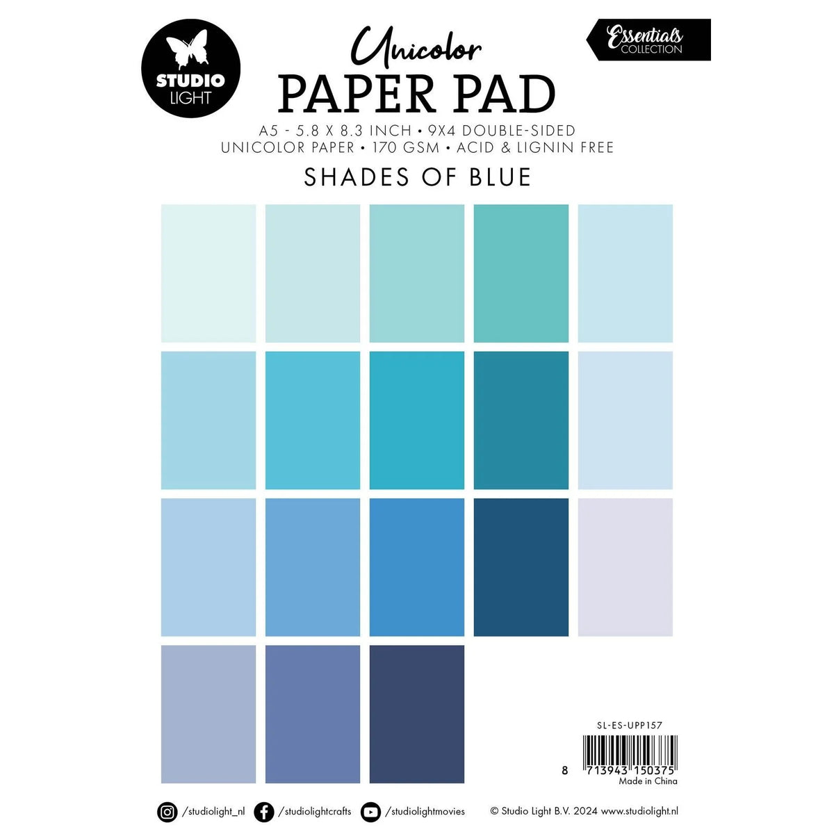 Studio Light - Unicolor A5 Paper Pad Shades of Blue