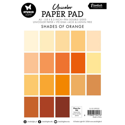 Studio Light - Unicolor A5 Paper Pad Shades of Orange
