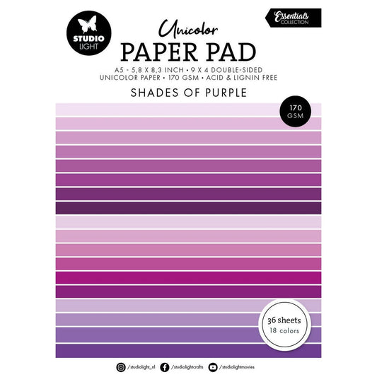 Studio Light - Unicolor A5 Paper Pad Shades of Purple