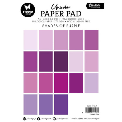 Studio Light - Unicolor A5 Paper Pad Shades of Purple
