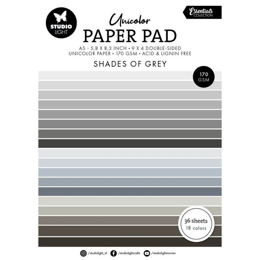 Studio Light - Unicolor A5 Paper Pad Shades of Grey