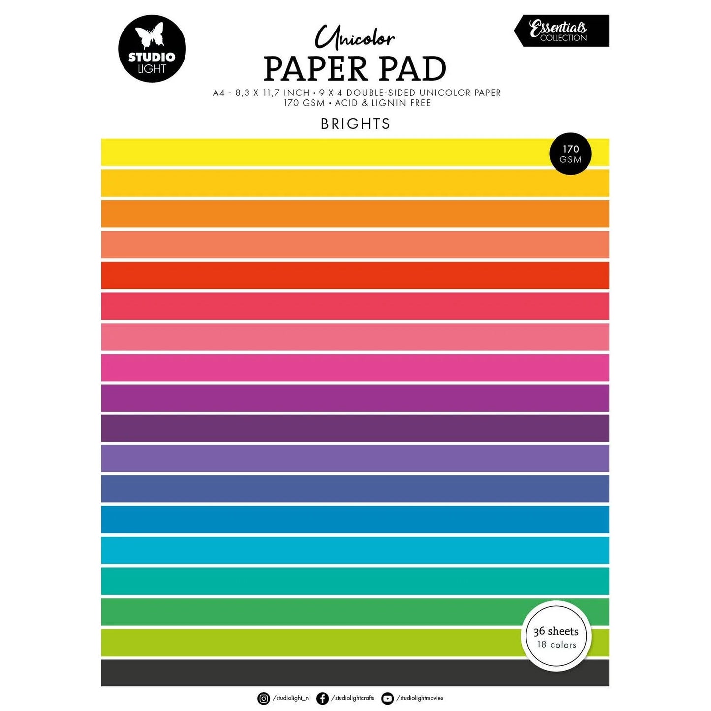 Studio Light - Unicolor A4 Paper Pad Brights Tones