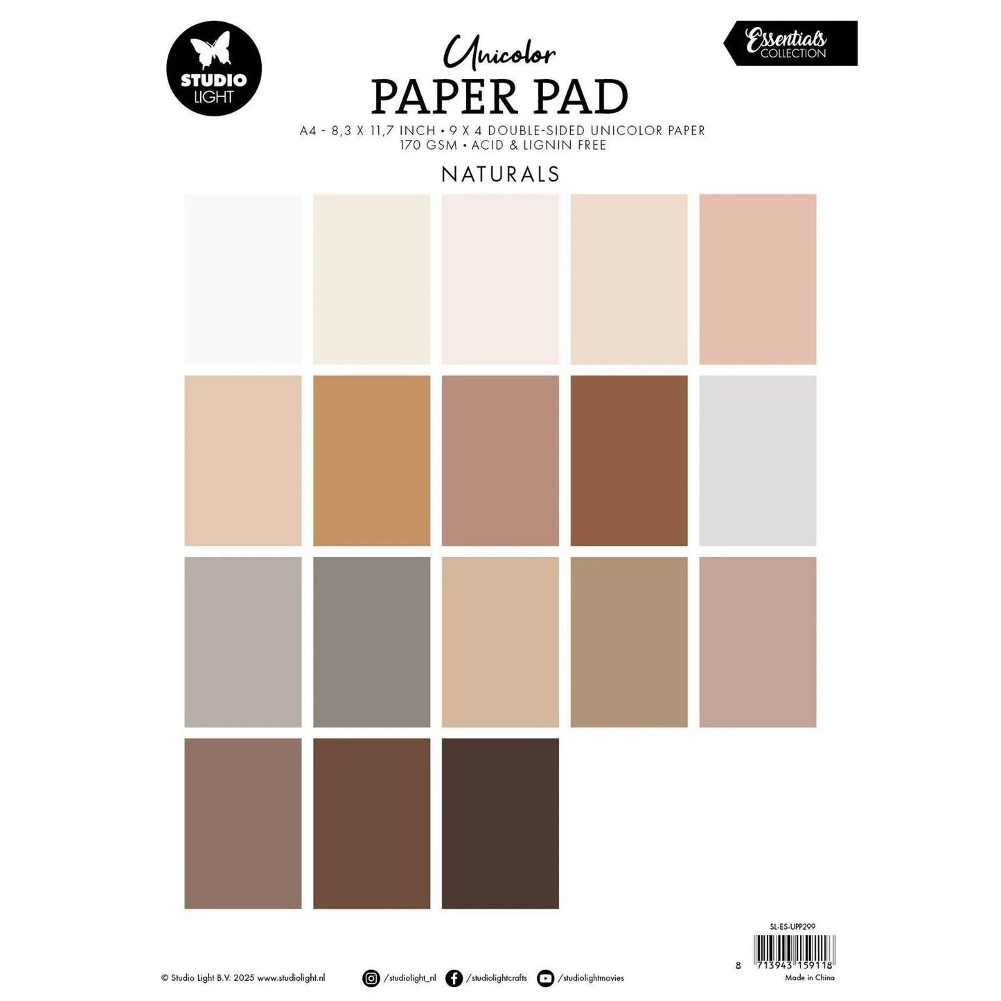 Studio Light - Unicolor A4 Paper Pad Naturels Tones