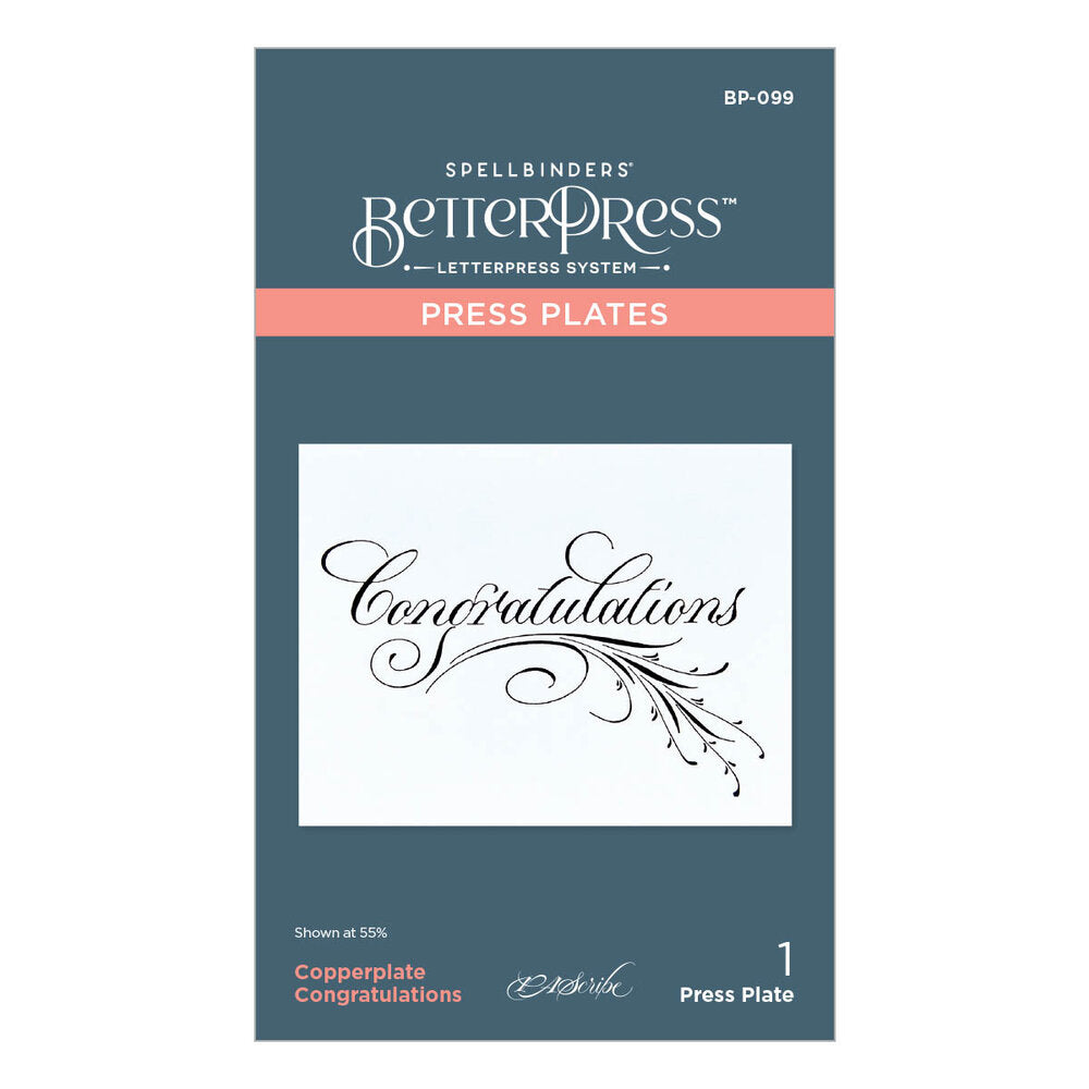 Spellbinders - BetterPress Copperplate Congratulations Press Plate