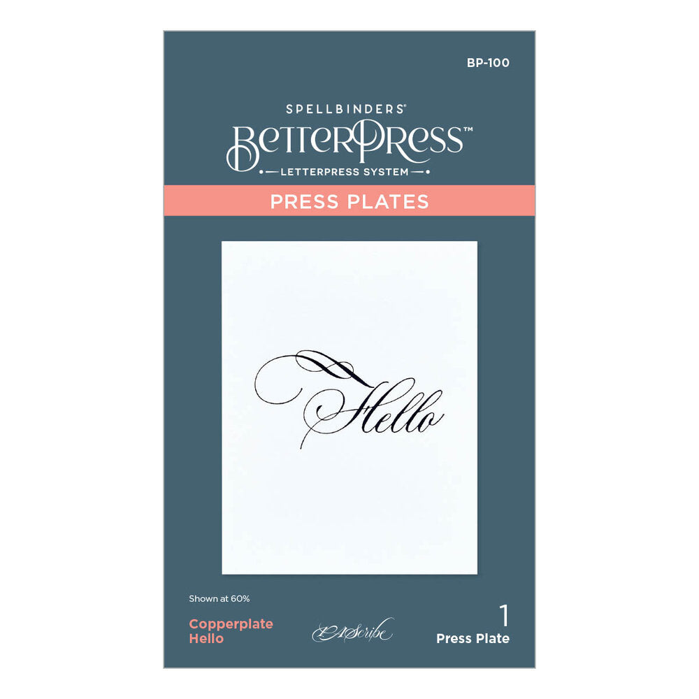 Spellbinders - BetterPress Copperplate Hello Press Plate