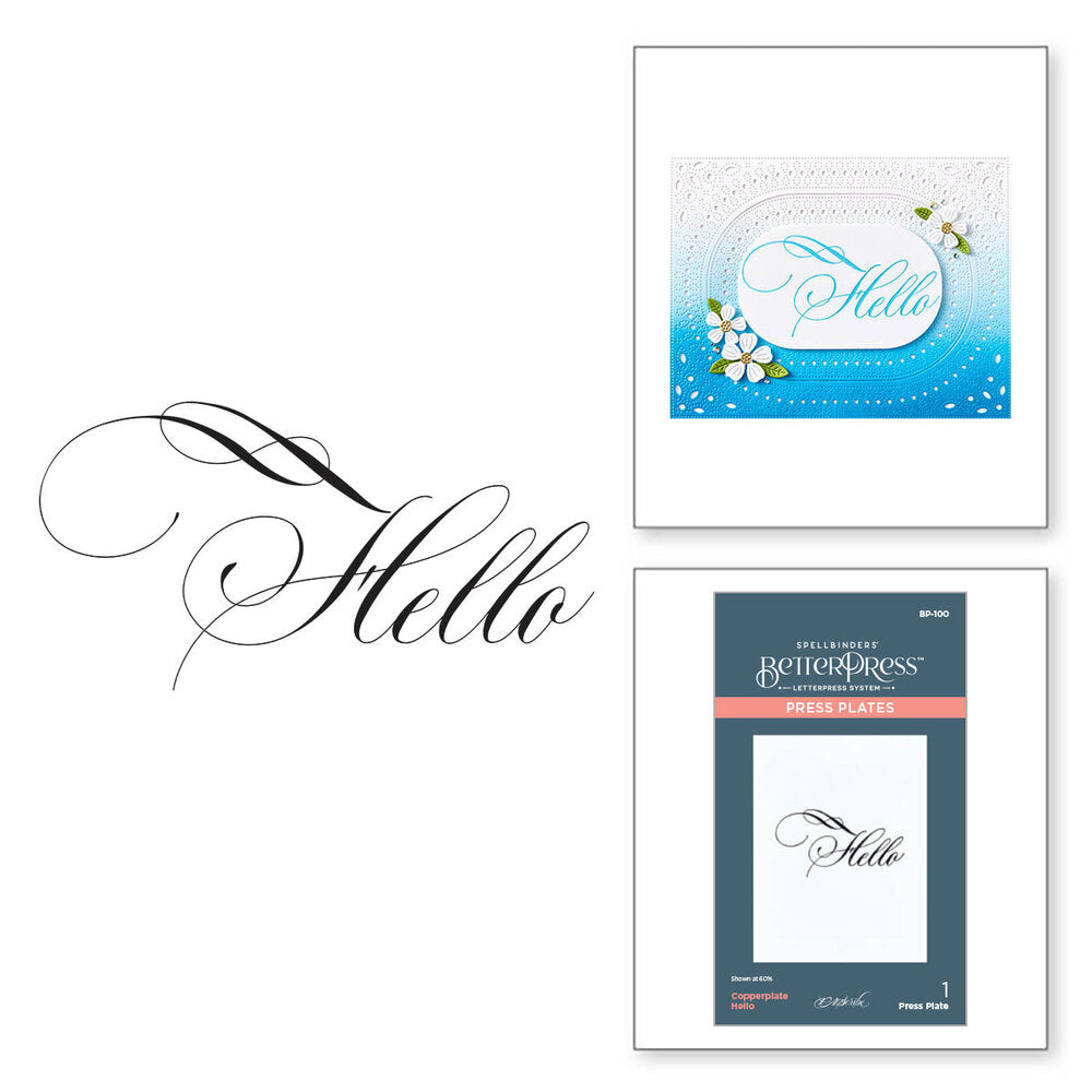 Spellbinders - BetterPress Copperplate Hello Press Plate