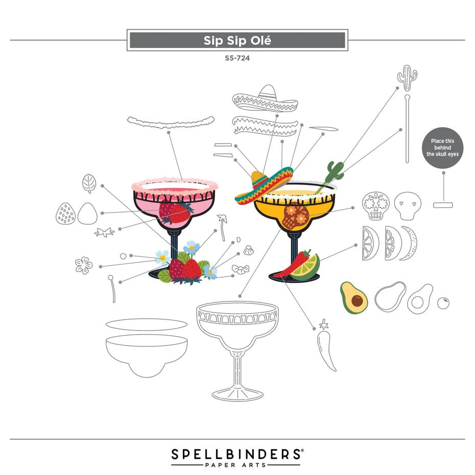 Spellbinders - Happier Hour Etched Dies Sip Sip Ole'