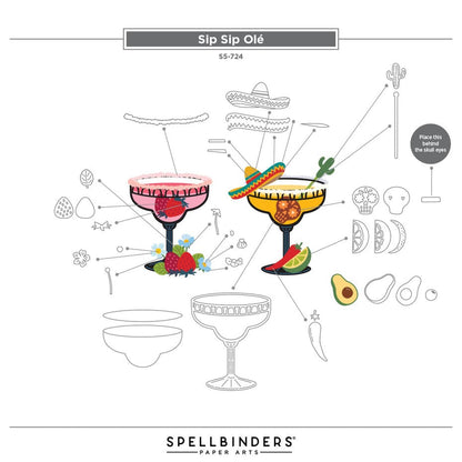 Spellbinders - Happier Hour Etched Dies Sip Sip Ole'