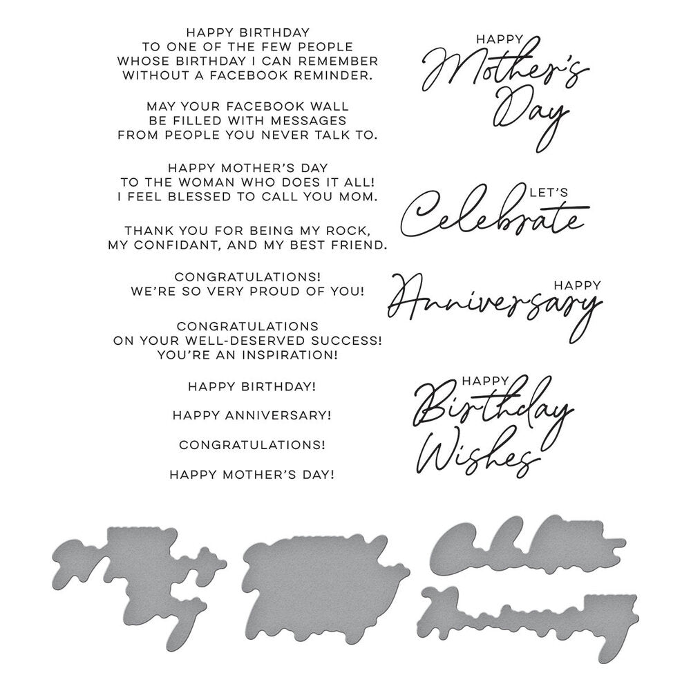 Spellbinders - Let's Celebrate Sentiments Press Plate & Die Set