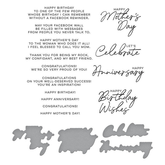 Spellbinders - Let's Celebrate Sentiments Press Plate & Die Set