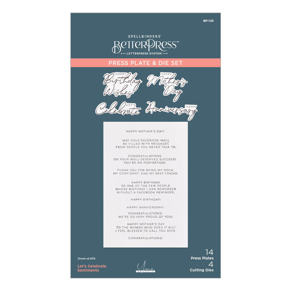 Spellbinders - Let's Celebrate Sentiments Press Plate & Die Set