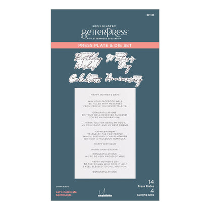 Spellbinders - Let's Celebrate Sentiments Press Plate & Die Set