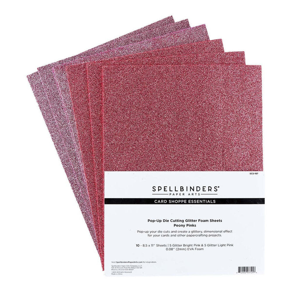 Spellbinders - Pop-Up Die Cutting Glitter Foam Sheets Peony Pinks (10pk)