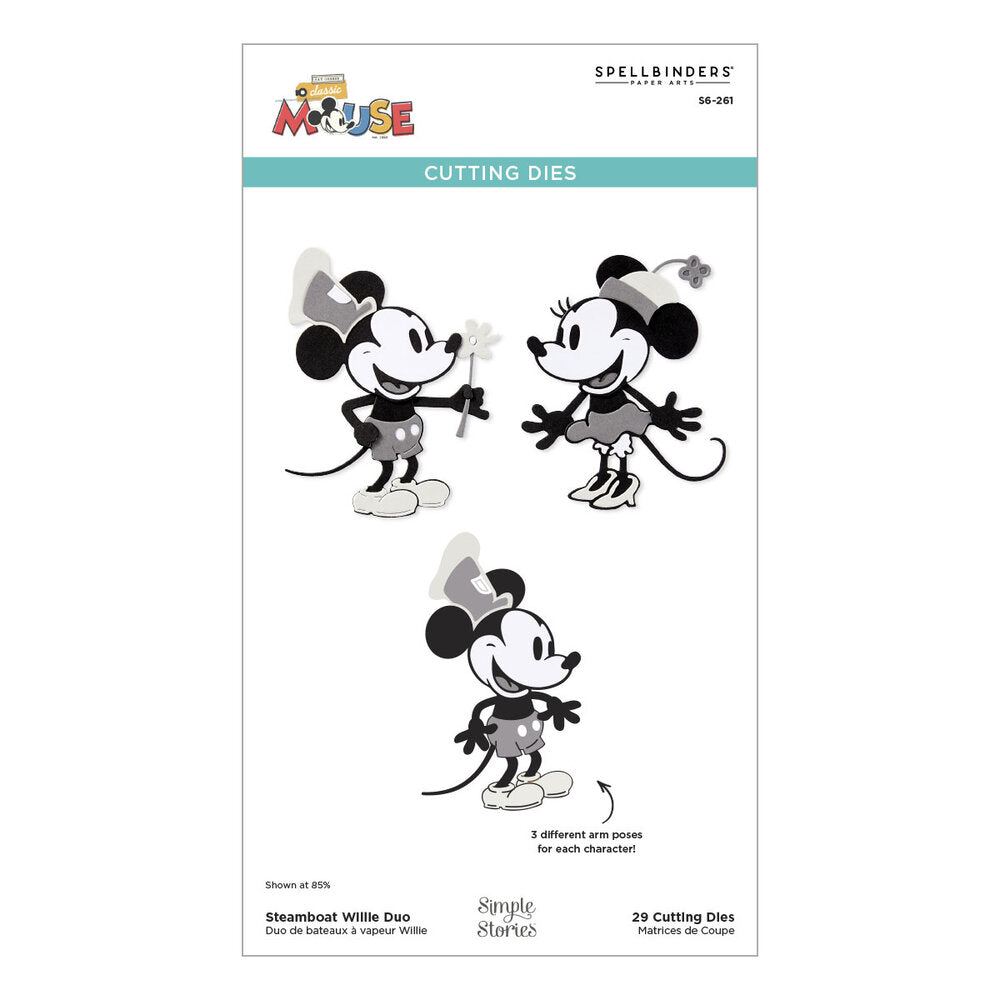 Spellbinders - Say Cheese Classic Mouse Etched Dies Steamboat Willie Duo