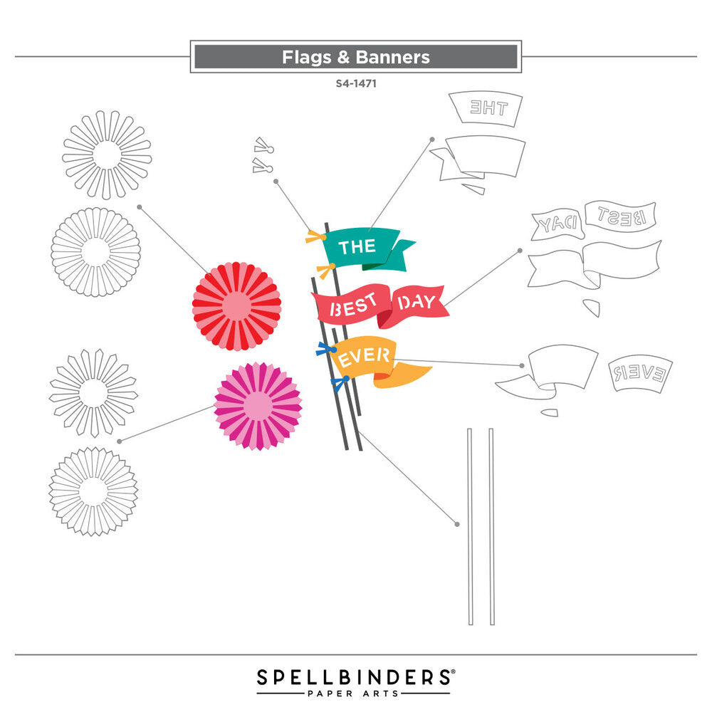 Spellbinders - Classic Mouse Etched Dies Flags & Banners