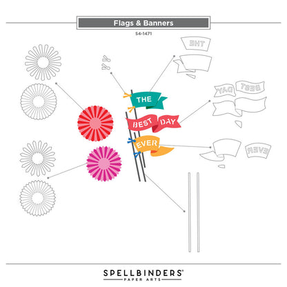 Spellbinders - Classic Mouse Etched Dies Flags & Banners