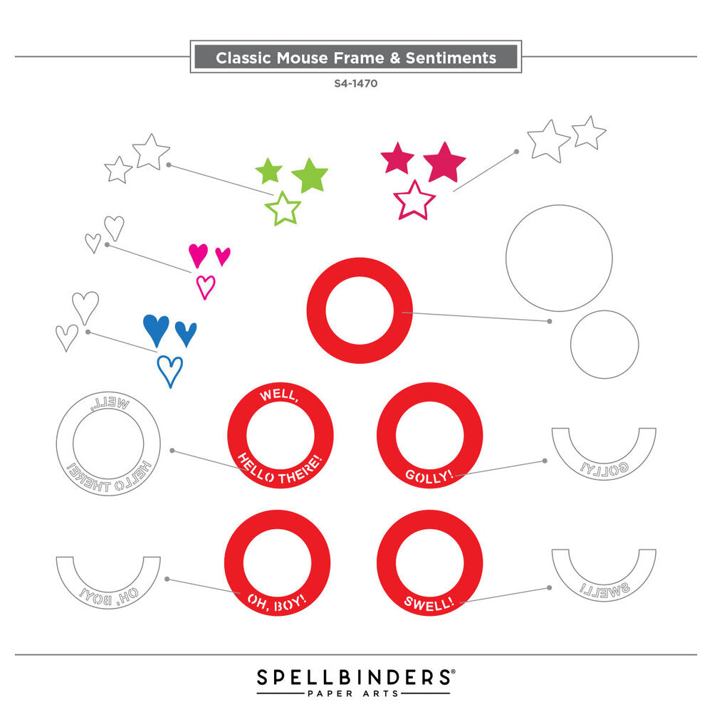 Spellbinders - Classic Mouse Etched Dies Frame & Sentiments