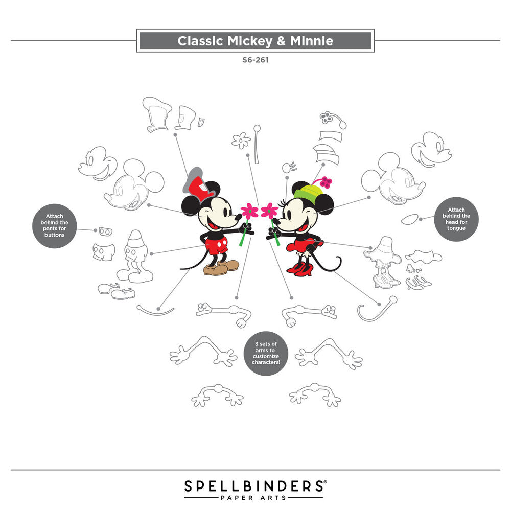 Spellbinders - Classic Mouse Etched Dies Steamboat Willie Duo
