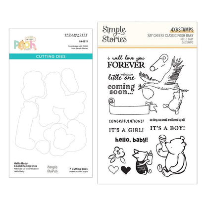 Spellbinders - Classic Pooh Baby Stamp & Die Bundle Hello Baby