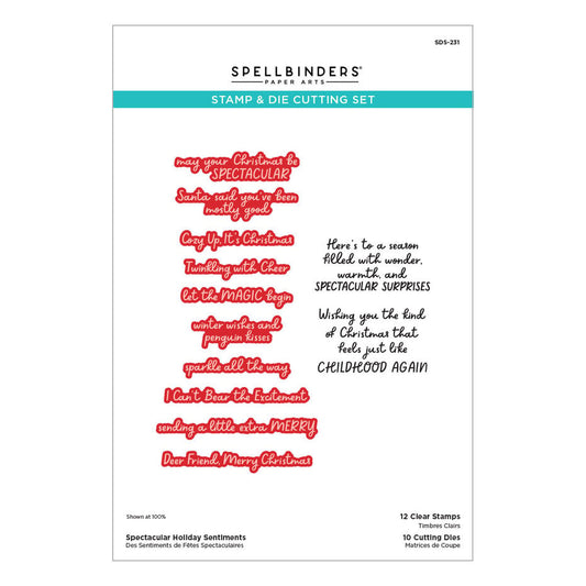 Spellbinders - Spectacular Christmas Stamp & Die Set Holiday Sentiments