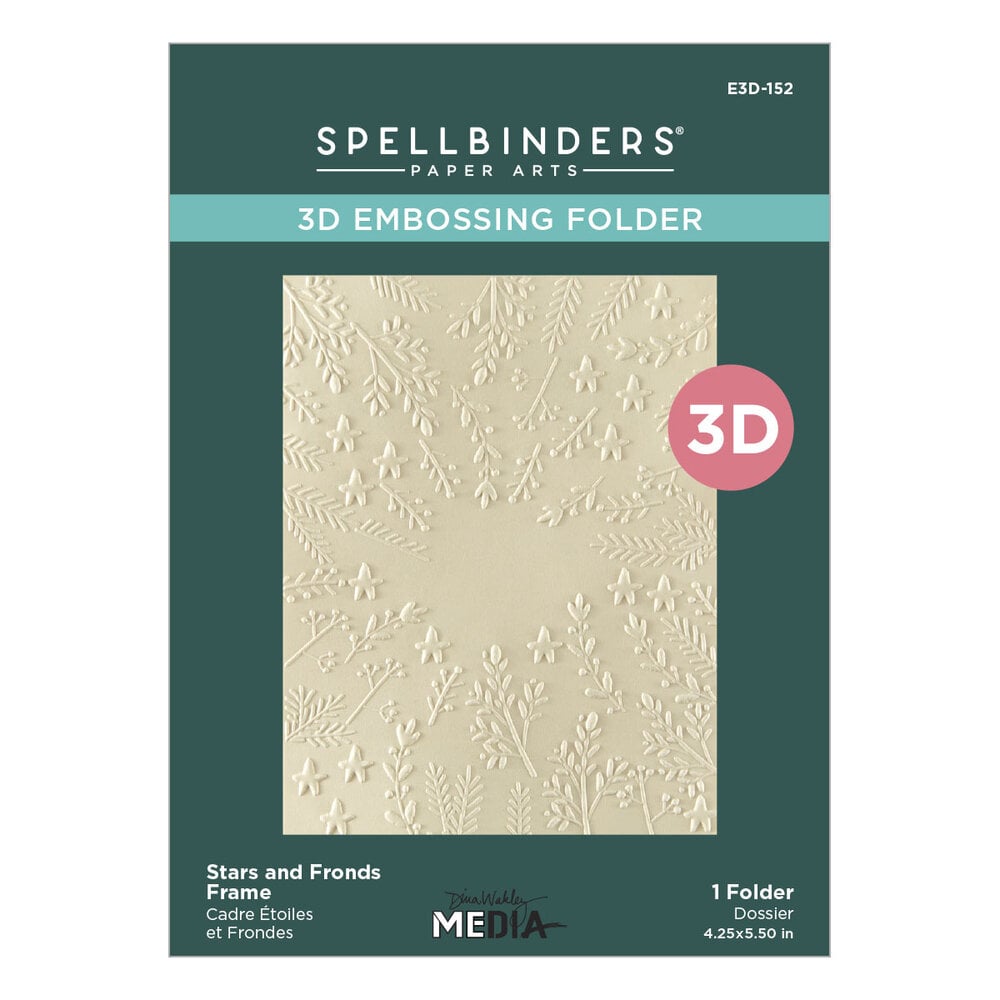 Spellbinders - Starry Holiday 3D Embossing Folder Stars and Fronds Frame