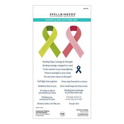 Spellbinders - Awareness Ribbon and Sentiments Stamp & Die Set