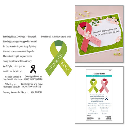 Spellbinders - Awareness Ribbon and Sentiments Stamp & Die Set