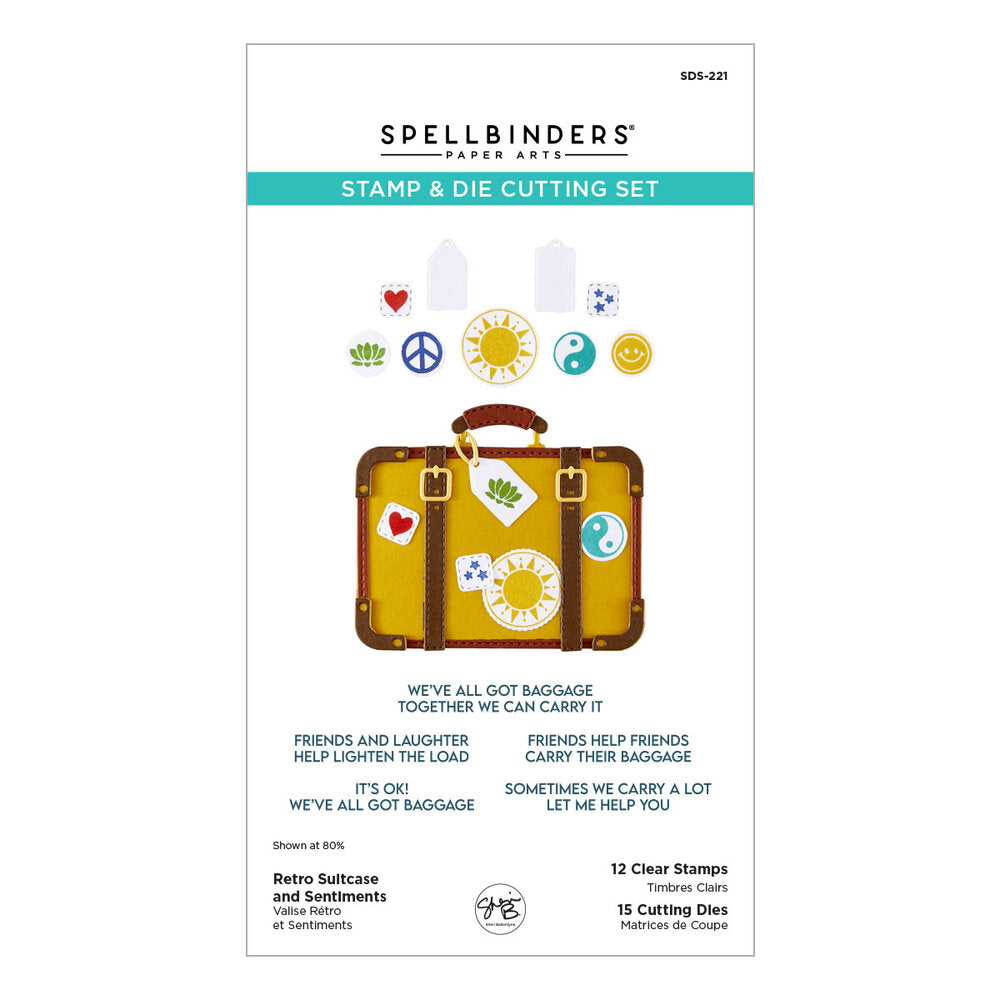 Spellbinders - Retro Suitcase and Sentiments Stamp & Die Set