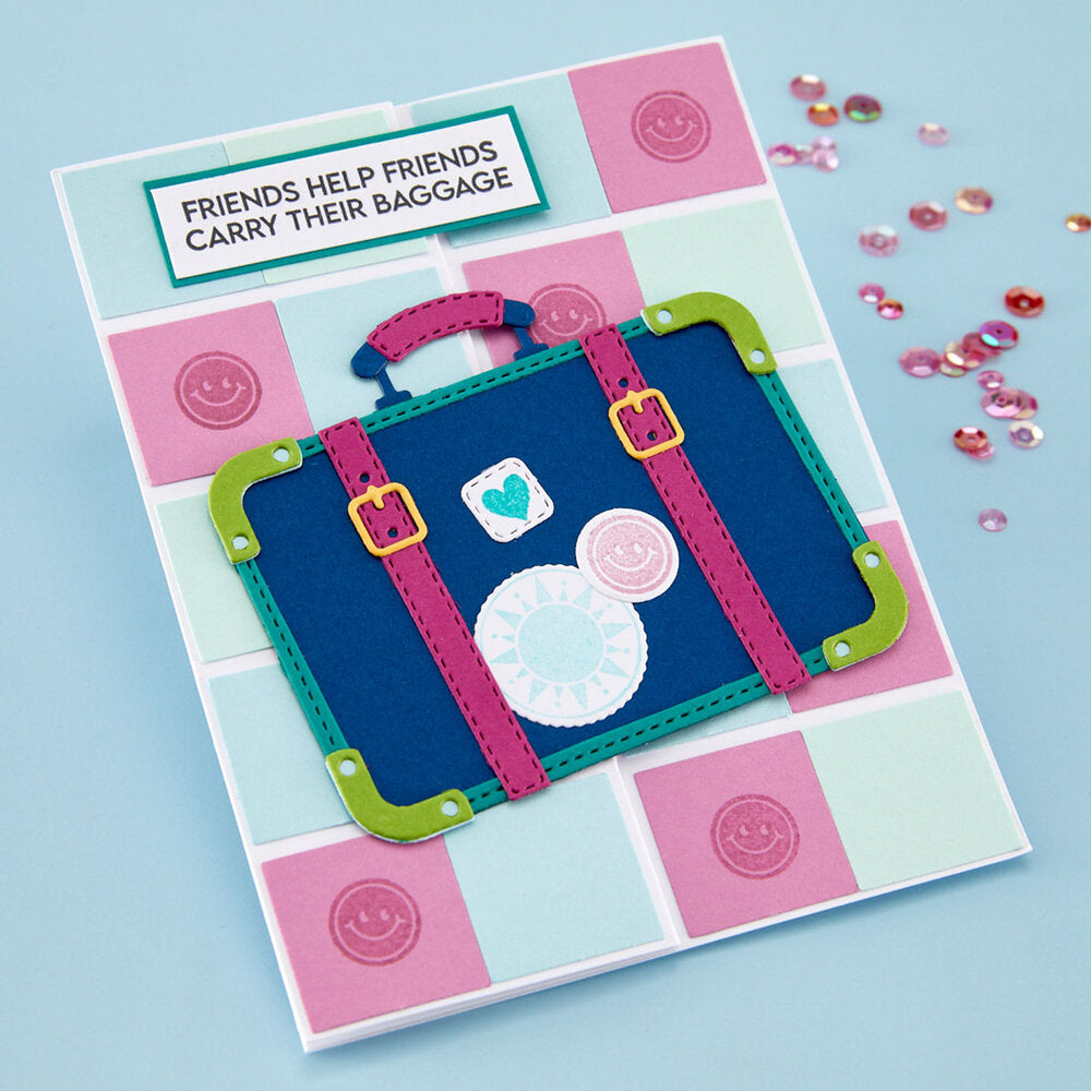 Spellbinders - Retro Suitcase and Sentiments Stamp & Die Set