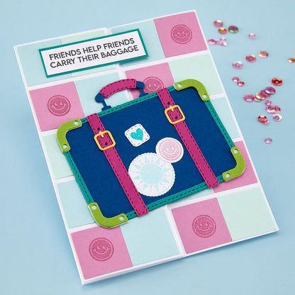Spellbinders - Retro Suitcase and Sentiments Stamp & Die Set