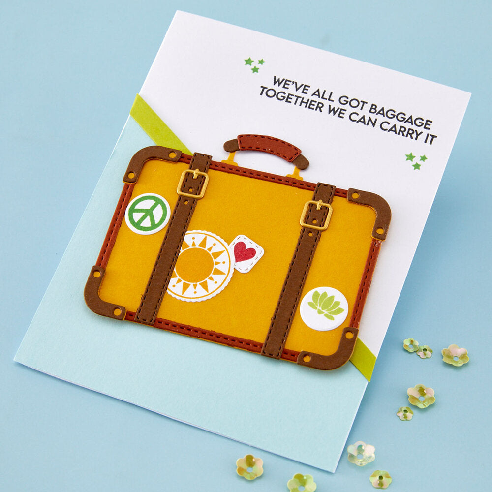 Spellbinders - Retro Suitcase and Sentiments Stamp & Die Set