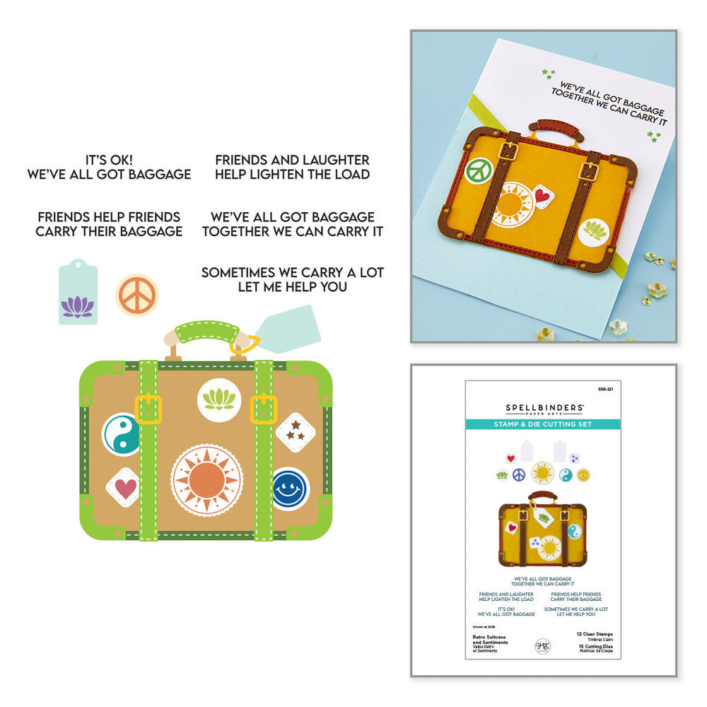 Spellbinders - Retro Suitcase and Sentiments Stamp & Die Set