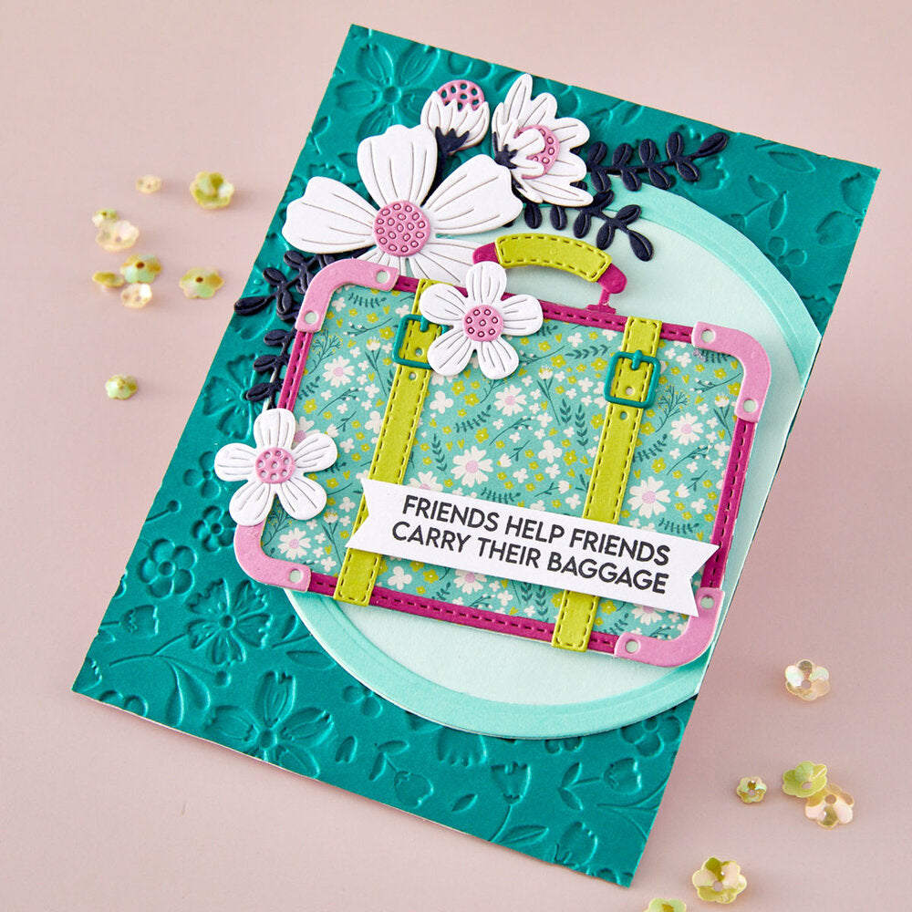 Spellbinders - Retro Suitcase and Sentiments Stamp & Die Set