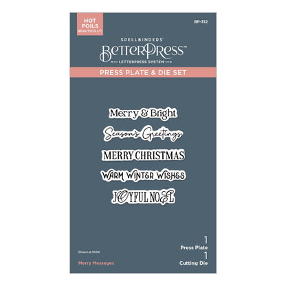 Spellbinders - Betterpress Merry Messages Plate & Die Set