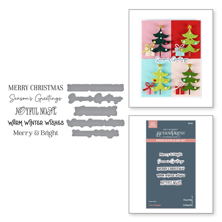 Spellbinders - Betterpress Merry Messages Plate & Die Set