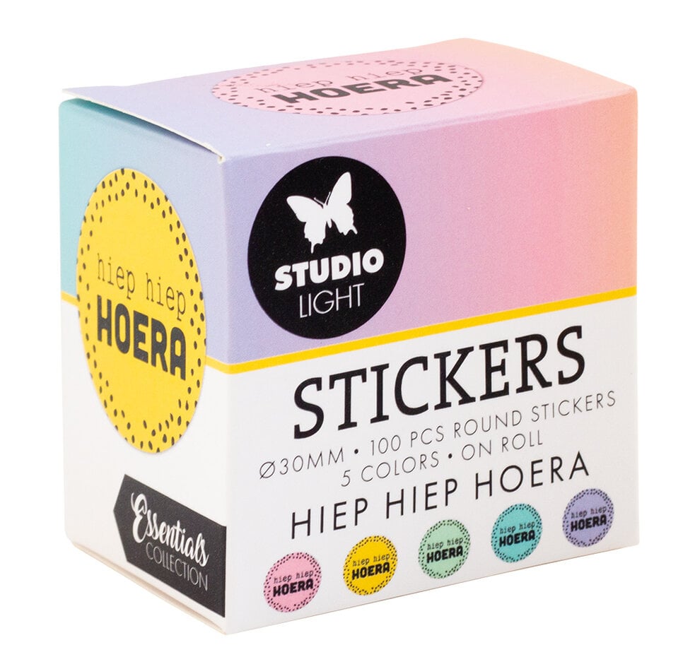 Studio Light - Round Stickers On Roll Hiep Hiep Hoera (100pcs)