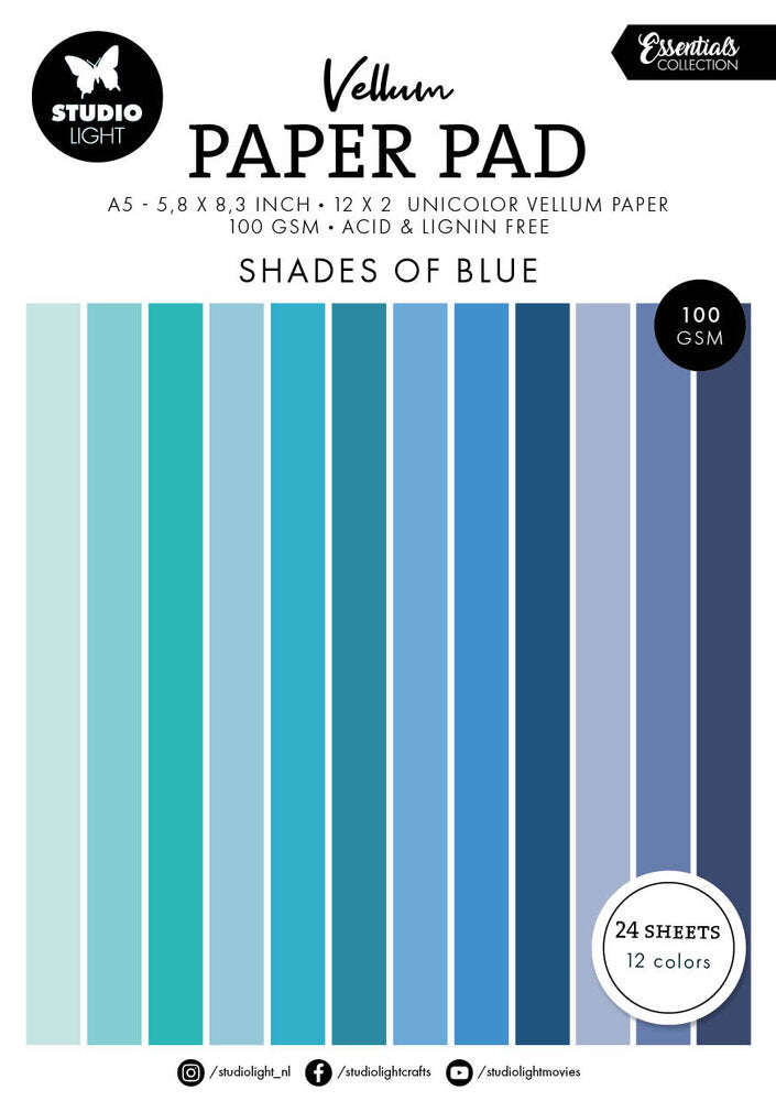 Studio Light - Shades of Blue Essentials Vellum Paper Pad A5