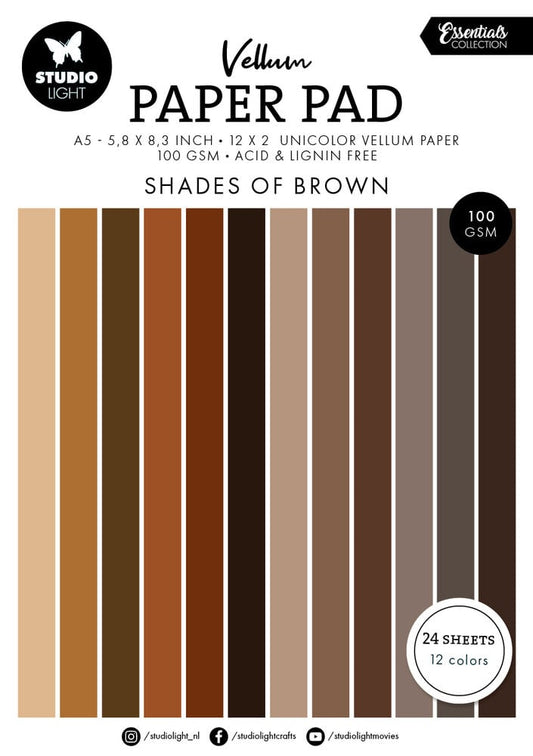Studio Light - Shades of Brown Essentials Vellum Paper Pad A5