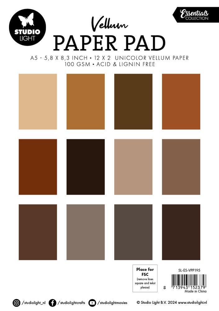 Studio Light - Shades of Brown Essentials Vellum Paper Pad A5