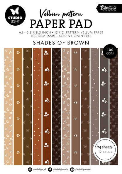 Studio Light - Shades of Brown Vellum Pattern Paper Pad A5