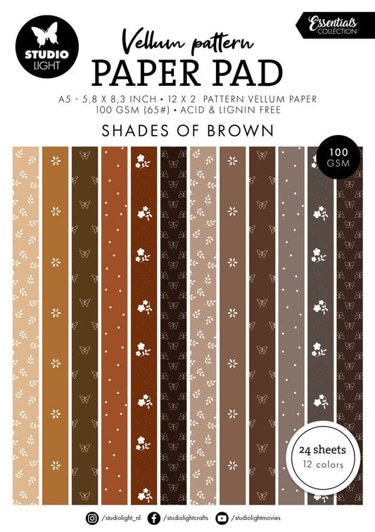 Studio Light - Shades of Brown Vellum Pattern Paper Pad A5