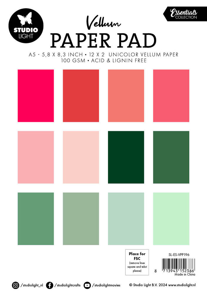 Studio Light - Shades of Christmas Essentials Vellum Paper Pad A5